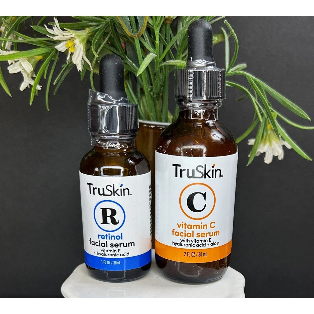 2 Pack TruSkin Vitamin C & Retinol Anti Aging Facial Serum Hyaluronic Acid BN